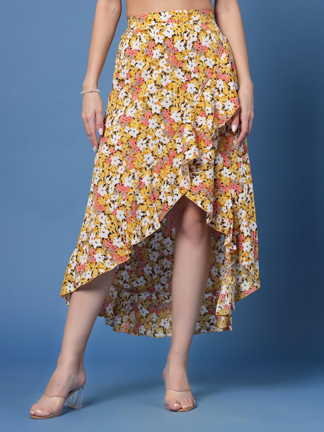 OOMPH! Long Skirts for Women Yellow - msk059