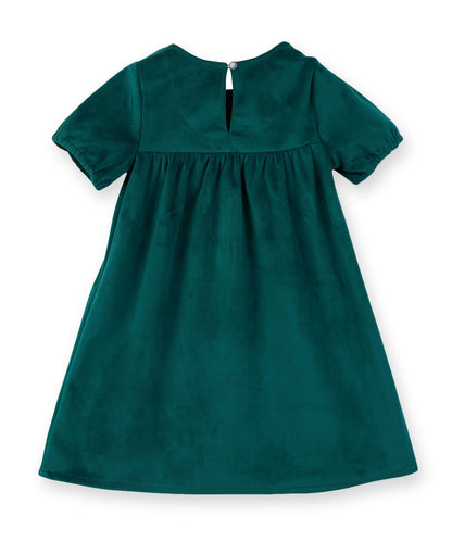 Beebay Kids Girls Lace Detailed Velvet A-Line Drrss Green