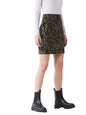 Miss Chase WomenS Multicolored-Base Green Printed Bodycon Eyelet Detailing Short Skirt With Camouflage Printed Twill Tape On Th
