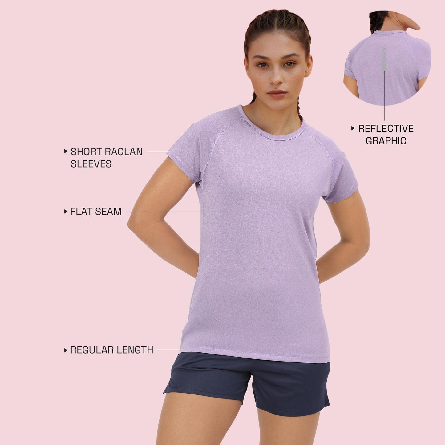 Enamor Womens Solid Slim Fit T-Shirt (E089_Chalky Violet Mel