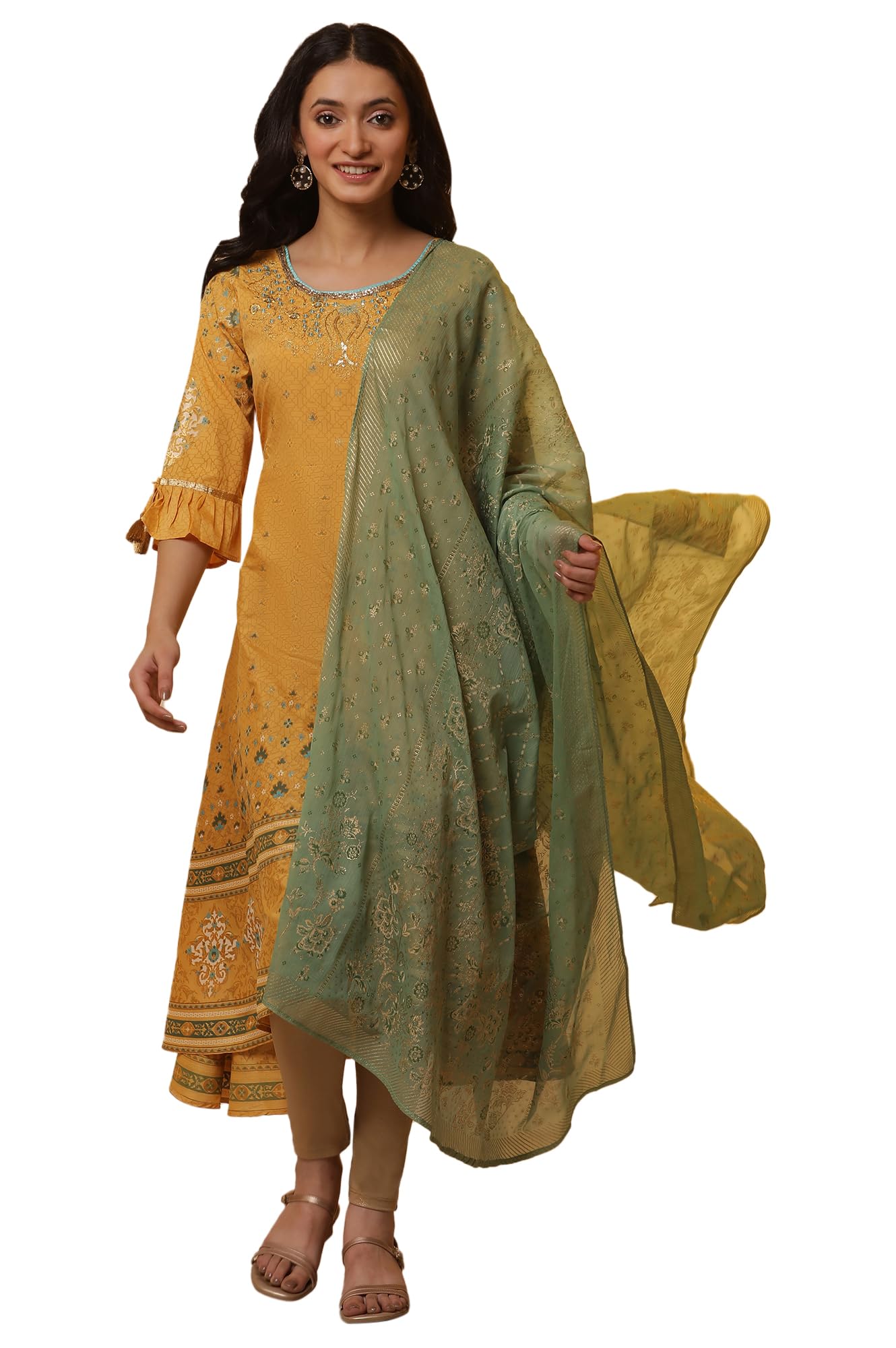 Aurelia Women A-Line American Crepe Kurta Set With Tights & Dupatta_23Auas15144-505300_Xl