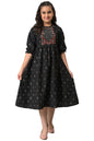 Aurelia Girl's Polyester Fit and Flare Knee-Length Casual Dress (22AUG10205B-503991_Black
