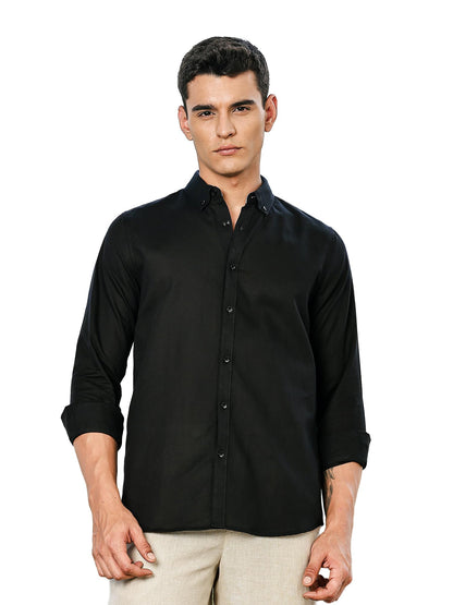 Thomas Scott Mens | Linen Blend | Solid | Button Down Collar | Premium Cotton Linen Blend | Full Sleeve | Casual Shirt for Men