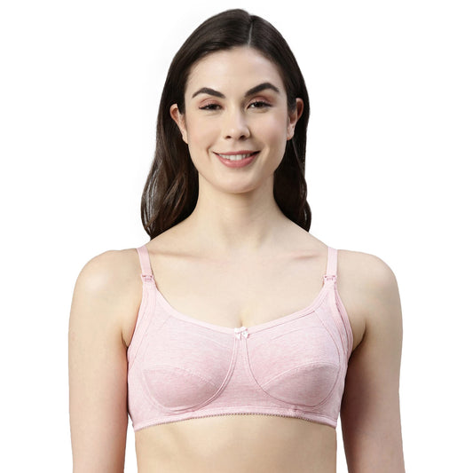 Enamor Innovations Eco-Melange Cotton, Womens Nursing Bra - Sectioned Lift and Support, Non Padded, Wirefree, High Coverage - M