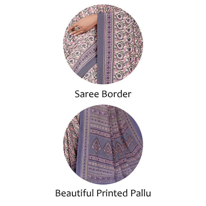 Vimla WomenS Multicolor Crepe Silk Uniform Saree With Blouse  Elegant Design For Various Professional Settings