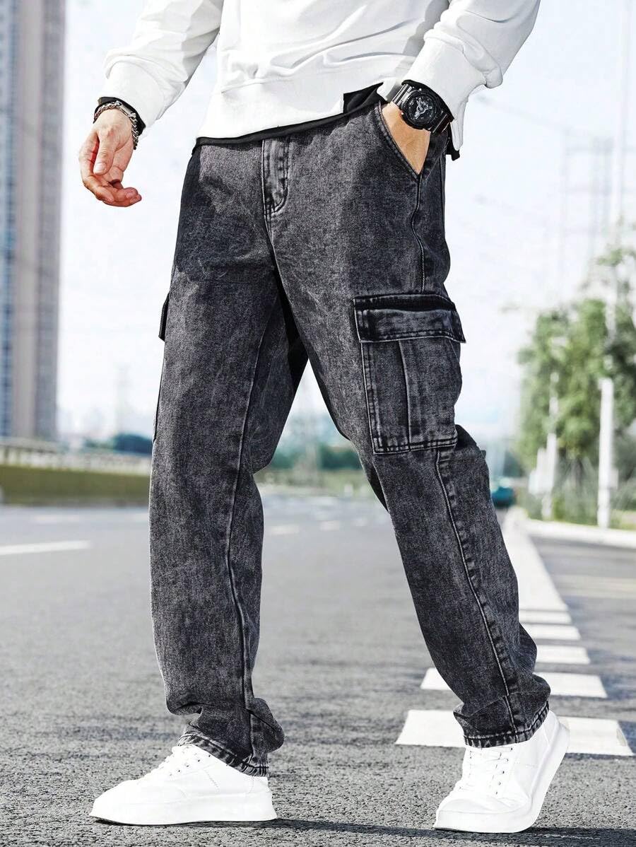 TAGAS Men Loose Fit Mens Flip Pocket Jeans || Mens Stylish Cotton Loose Fit Denim Cargo || Multi-Pocket Styling Pant|| (in, Num