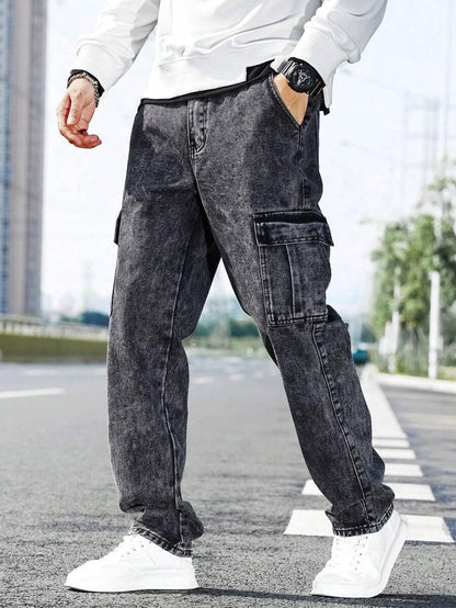 TAGAS Men Loose Fit Mens Flip Pocket Jeans || Mens Stylish Cotton Loose Fit Denim Cargo || Multi-Pocket Styling Pant|| (in, Num