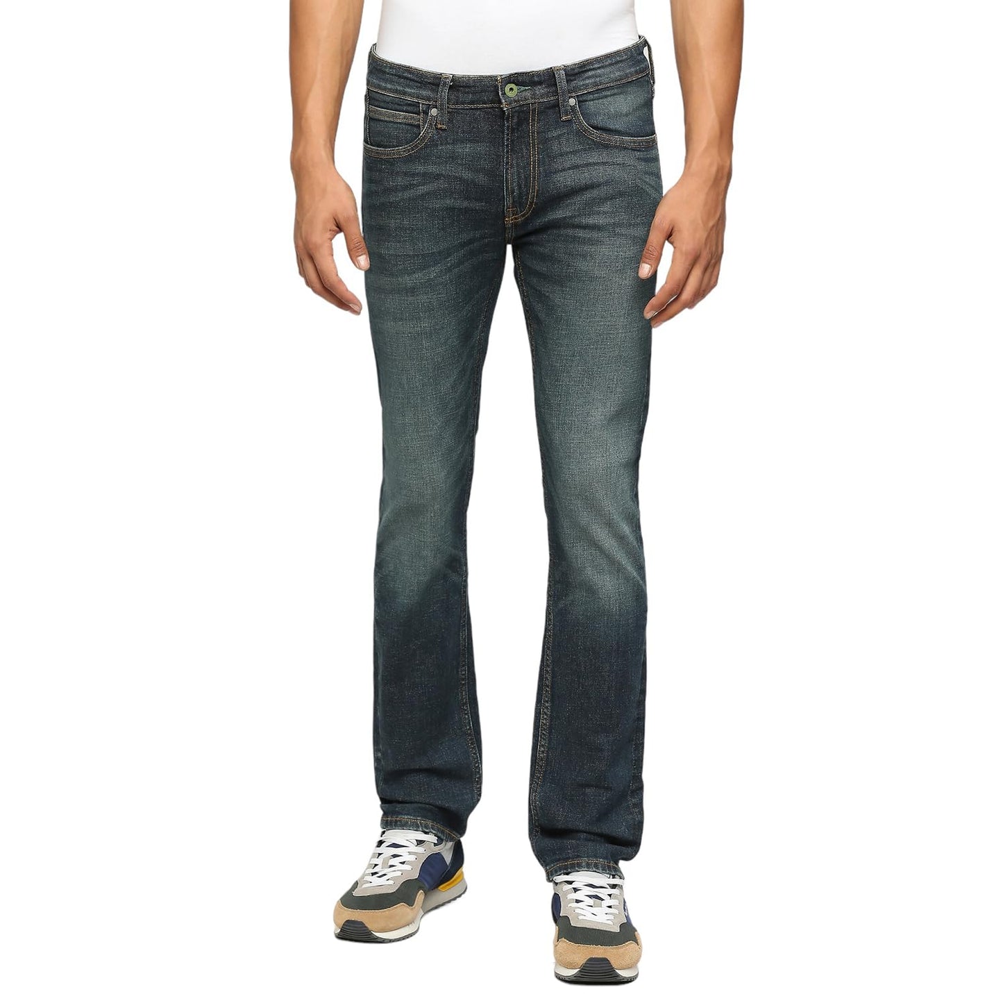 Pepe Jeans MenS Slim Jeans (Pm207556S643_Green Used_Dark Indigo Blue