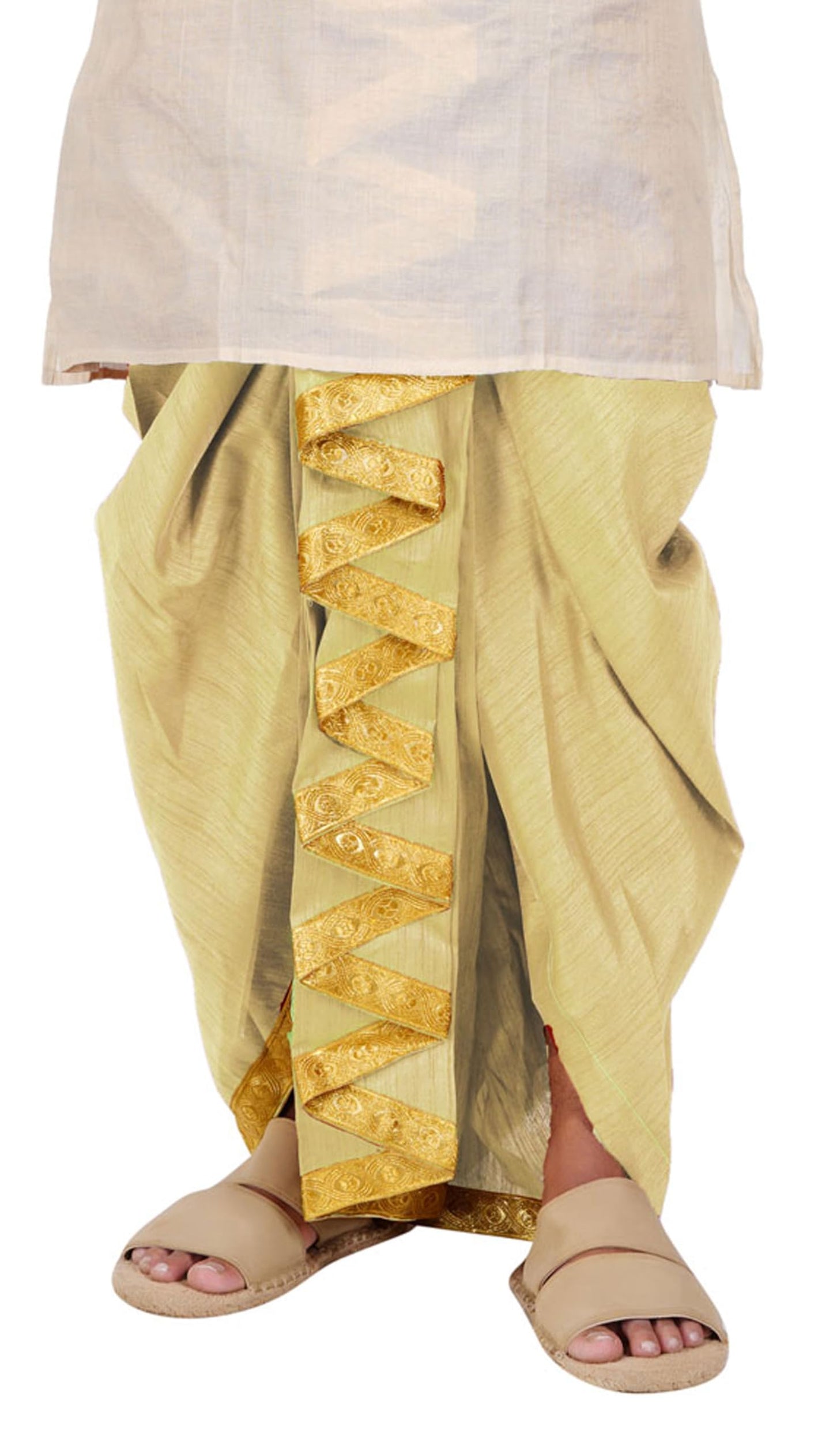 Prakasam Cotton MenS Colour Ready Dhoti With Zig Zag Self Design Border