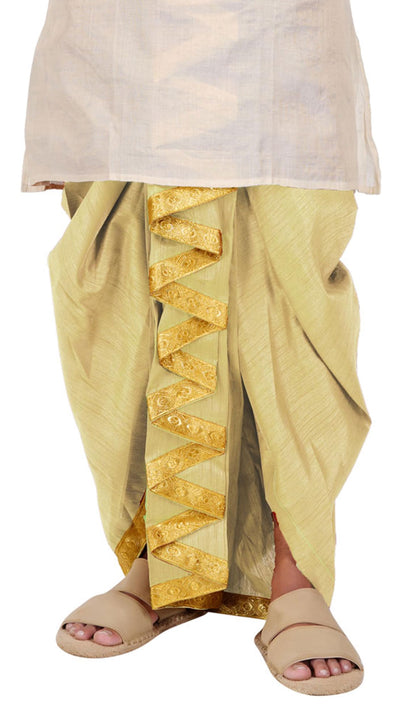 Prakasam Cotton MenS Colour Ready Dhoti With Zig Zag Self Design Border
