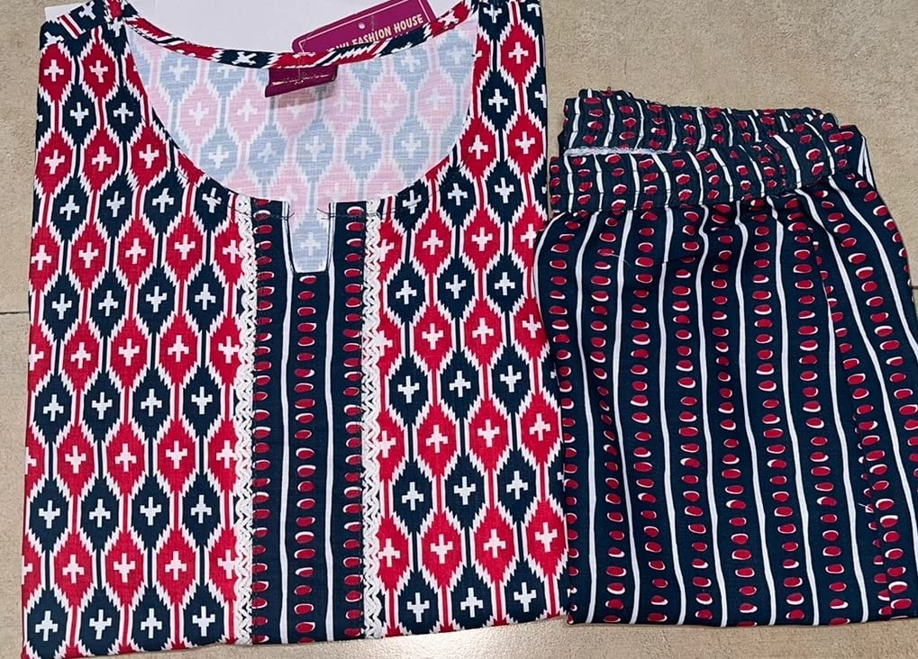 GoSriKi Women's Cotton Blend Traditional Straight Solid Kurta and Pant (Dona-All Designs-GS)