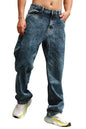 Hubberholme Men Blue Cotton Straight Fit Mid-Rise Solid Jeans