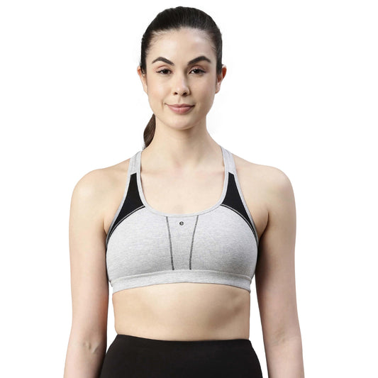 Enamor SB08 Racer Back Medium Impact Cotton Bra - Padded, Wirefree & High Coverage
