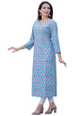ANNI DESIGNER Women's Cotton Blend Traditional Straight Printed Kurta (Shabar Blue)