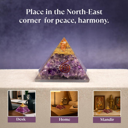 Astrotalk Amethyst Stone Resin Pyramid | Crystal Pyramid for Calm & Clarity | Vastu Items for Home Decor | Office Table Decoration Items | Gift for Man & Woman