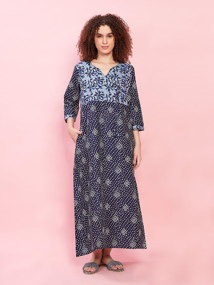 Evolove WomenS 100% Cotton Supersoft With Beautiful Embroidery Long Maxi Night Gown Nighty Dress With Pocket, Most Comfortable