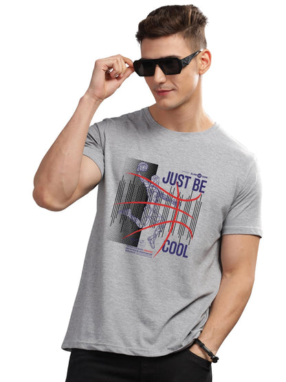 ADRO Men's Graphic Printed 100% Cotton T-Shirt - Regular Fit, Printed T-Shirts for Men (RN24-BCL-GR_Grey)