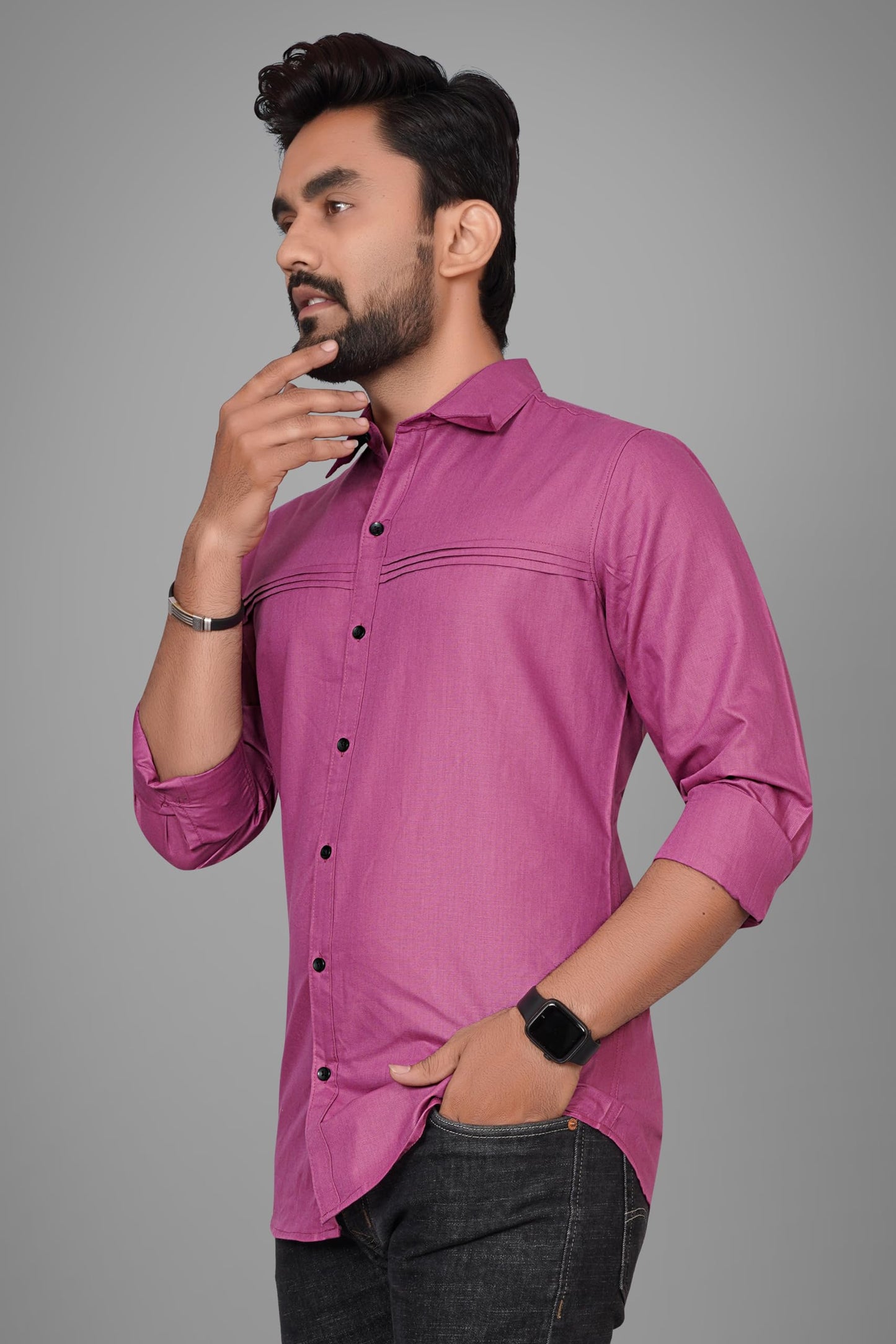 Besix MenS Red Cotton Blend Full Sleeve Shirt For Man With Tailored Fit Spread Collar And Standard Length - Formal Stylish Wear