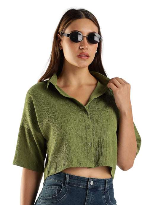 Fyltr WomenS Solid Regular Fit Blouse (Fylss25Wb-1326_Olive Drift