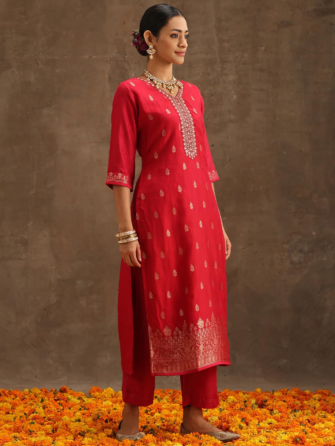 Libas WomenS Pure Silk Kurta Sets (38038O_Pink