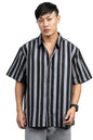 Hubberholme Men Cotton Short Sleeves Oversized Striped Shirt 14 Multicolour