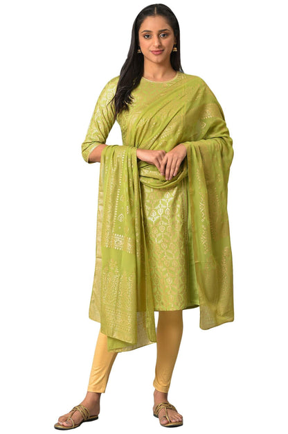 Aurelia Green Printed Ethnic Dupatta