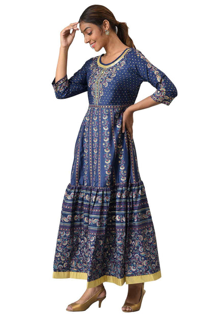 Aurelia WomenS Polyester A-Line Ankle Length Dress & Tight (23Feas14273-506034_Navy