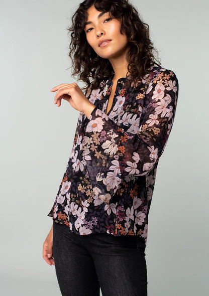 Toochki Tops for Women | Georgette Top for Womens | Straight | Black | Short | Western Floral Printed