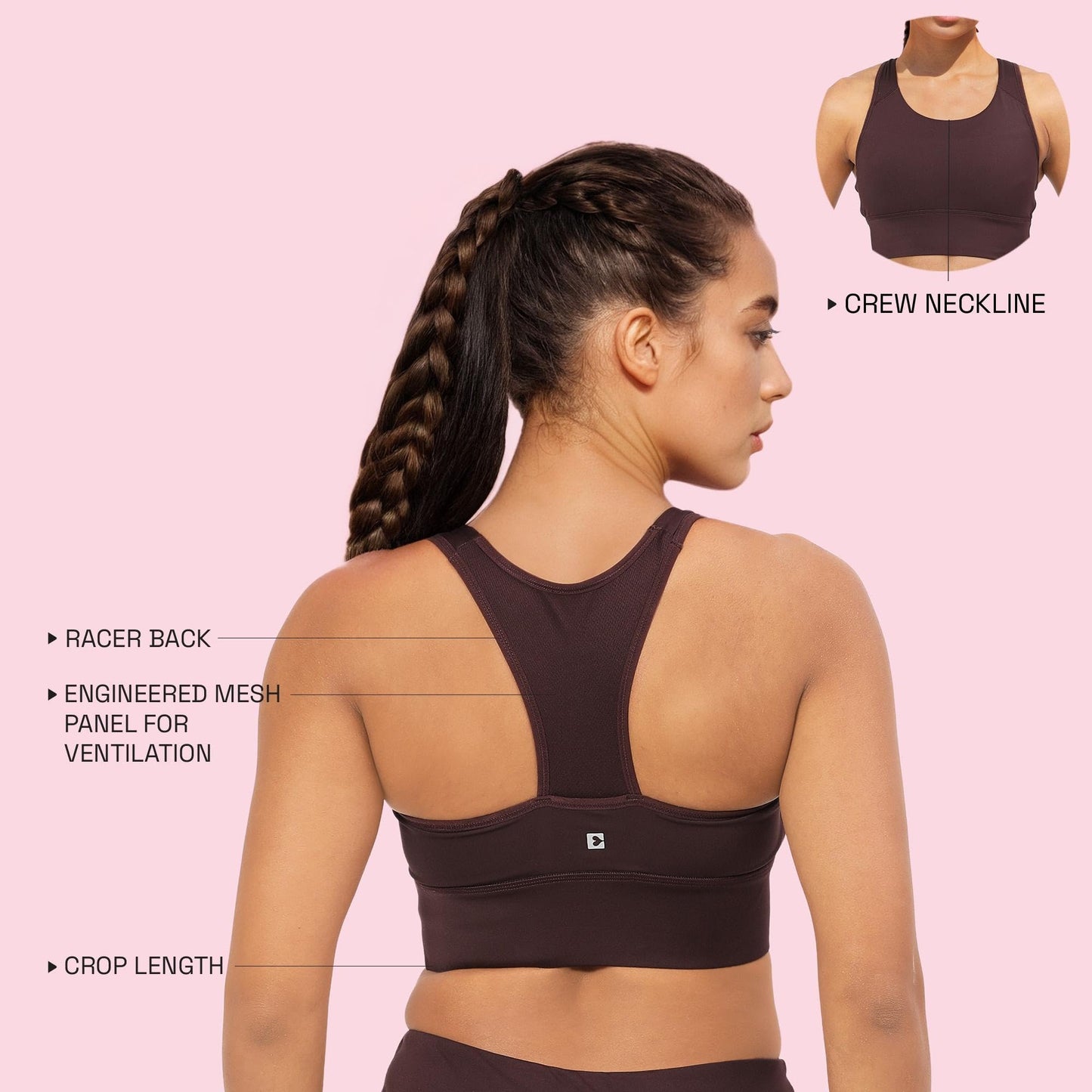 Enamor Womens Polyester Wire Free Casual Padded Sports Bra (A202_Choco Fudge