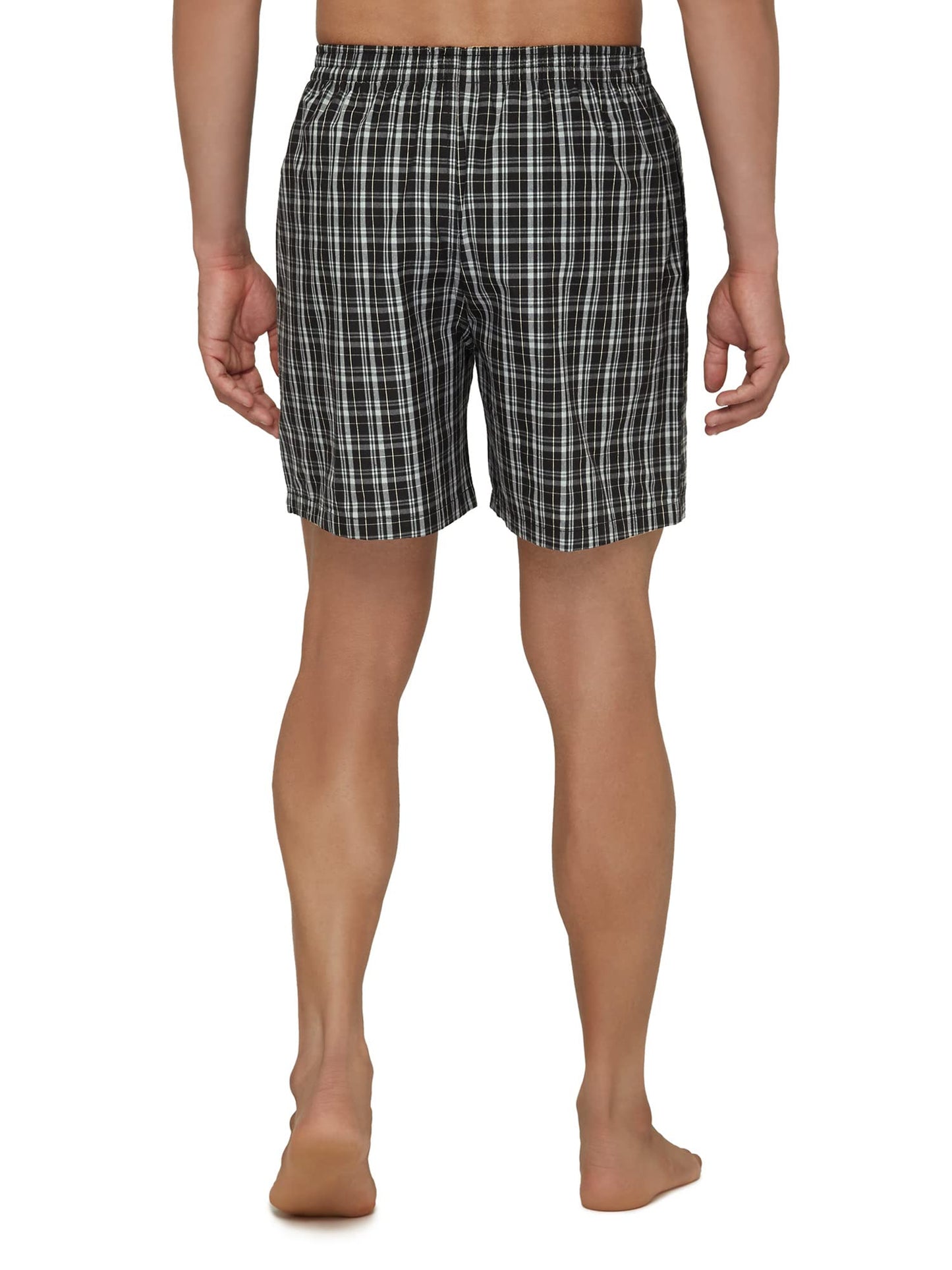 XYXX Mens Super Combed Cotton Checkmate Boxer Shorts Elasticated Waist, Drawstring | Loungewear for Men Pack of 2 (L; Black Che