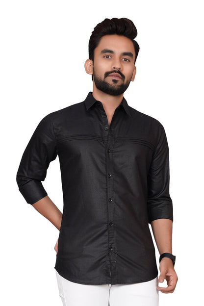 Besix MenS Cotton Solid Shirt With Spread Collared Full Sleeve Curved Hem Standard Tailored Fit Length | Shirts For Men Cotton