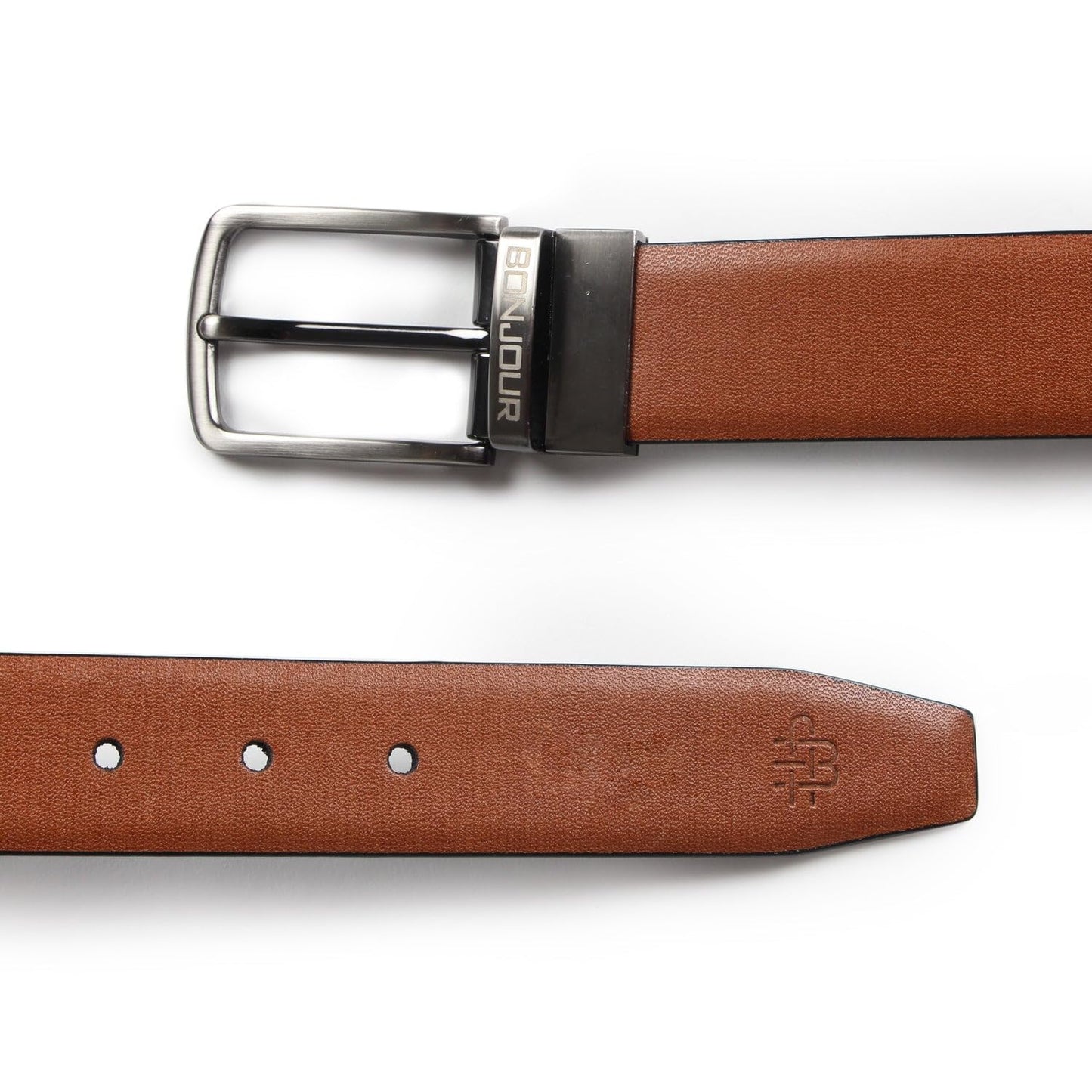 Bonjour Mens Premium Solid Pure Leather Belt - Tan/Brown