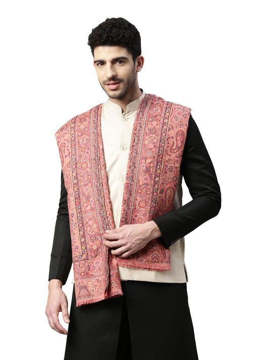 Pashmoda Men Gulzaar Kaani Woven Design Stole (Size 71X203 Cm, Black Color)