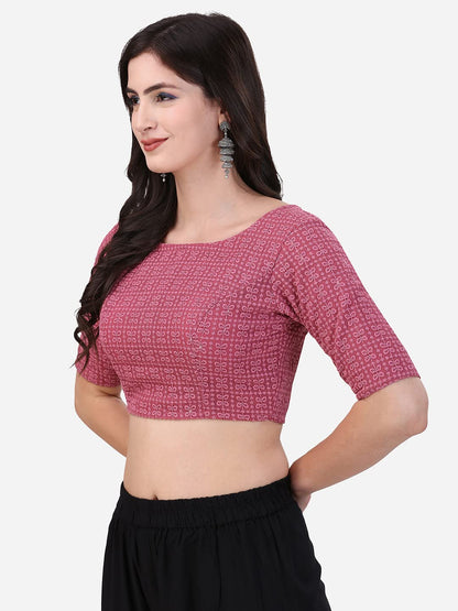 Oomph! Traditional Cotton Schiffli Fabric Blouse For Women |Elbow Length Sleeves | Wedding & Festival Wear | Comfortable & Trend