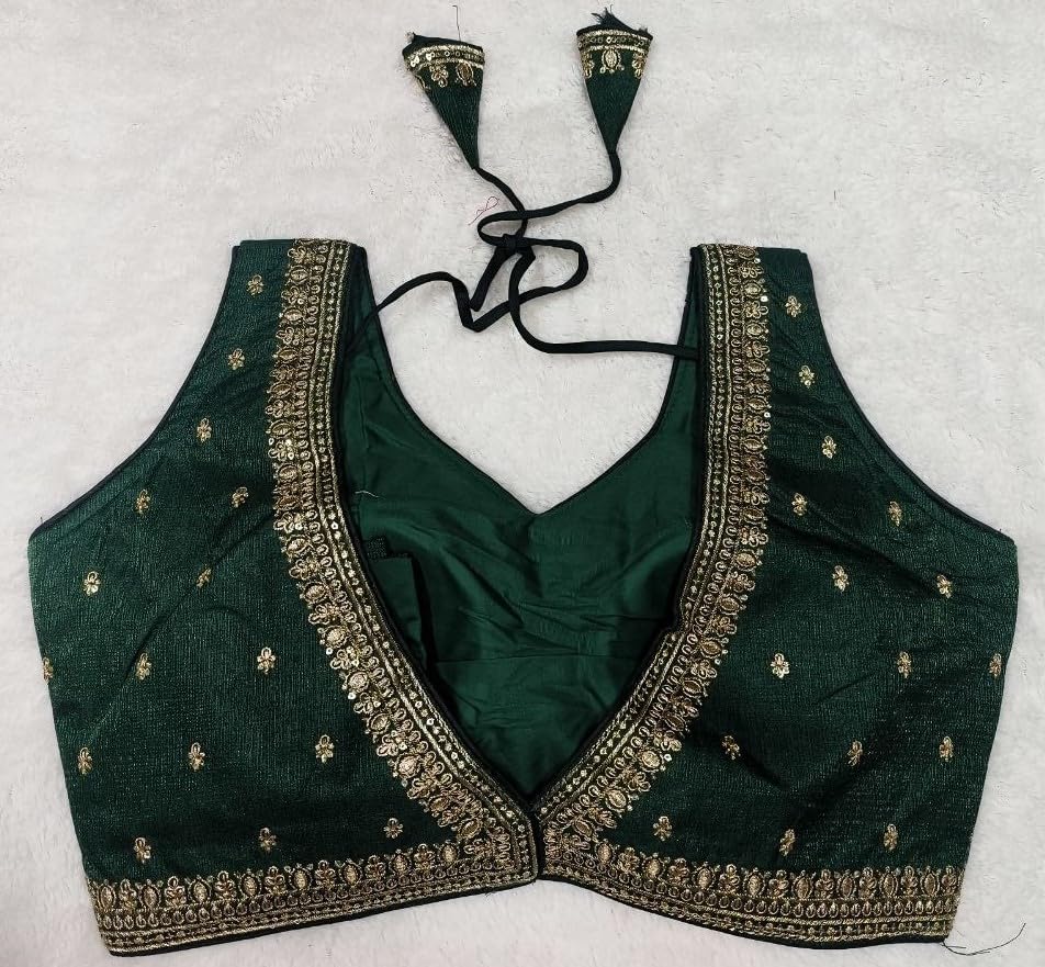 Pujia Mills Womens Indian Ethnic Wear Designer Golden zari Embroidery with Sequence Work V Neck Sleeveless Readymade Worked Sar