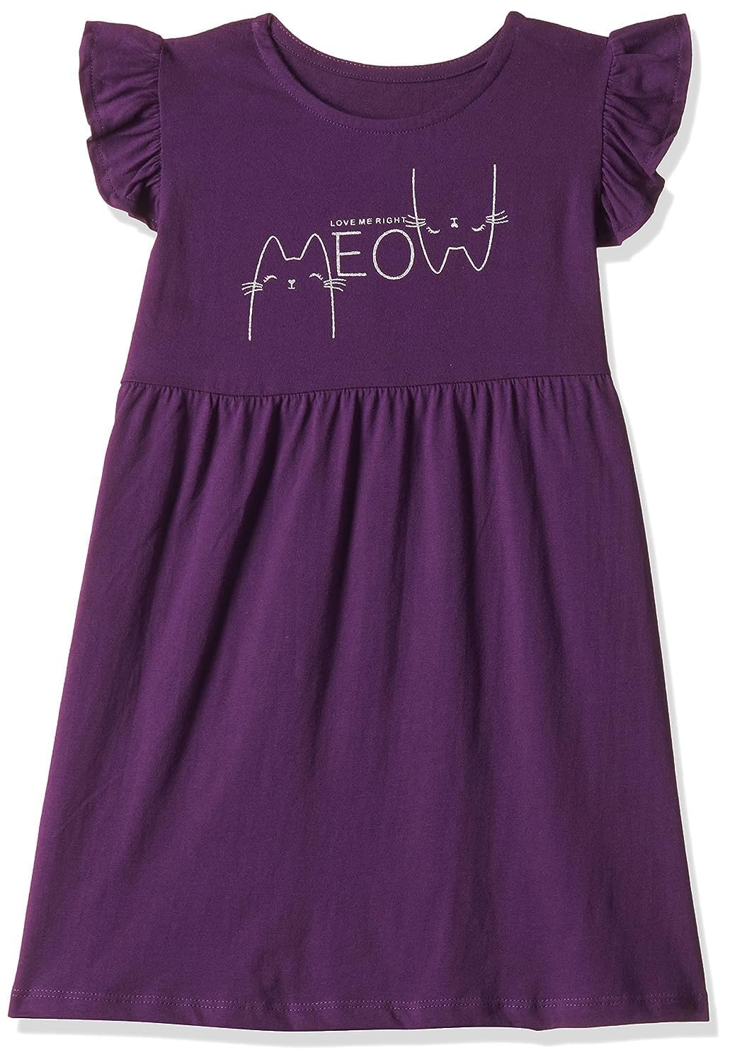T2F Girls Cotton Printed Regular Fit Casual Dress