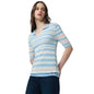 Pepe Jeans Stripes Viscose Round Neck WomenS T-Shirt (Blue, Medium)