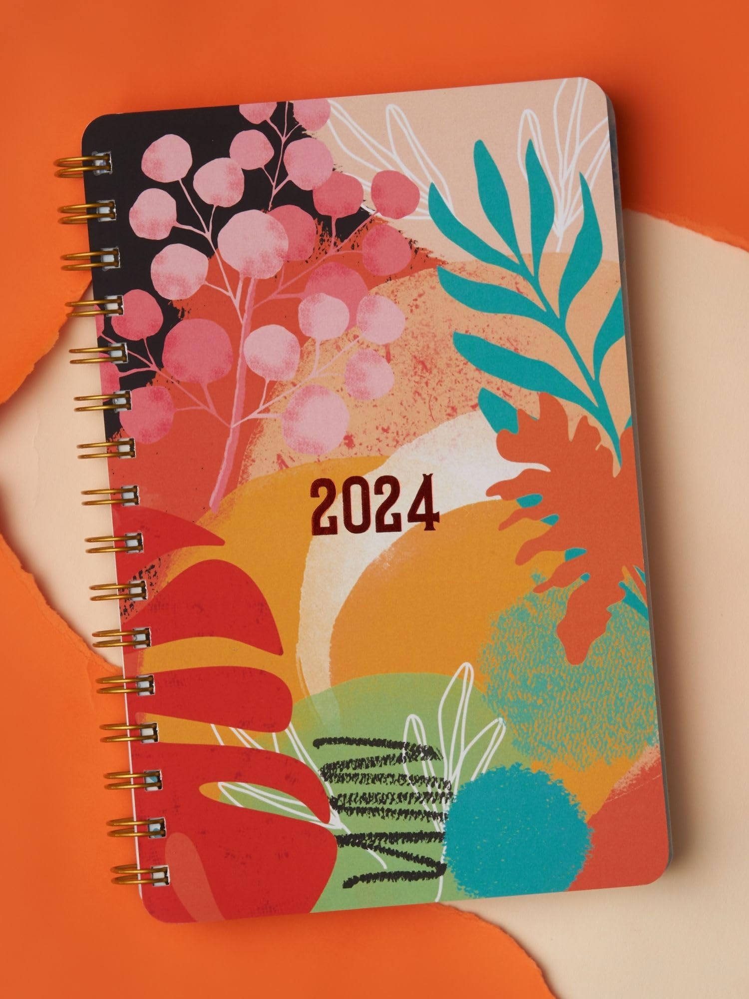 Doodle | The Happiness 2024 Wiro Bound Planner with 100+ Stickers | A5 | Hard Bound | Undated | Yearly, Monthly, Daily Planner D