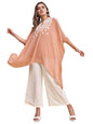 Womanista Womens Poly Georgette Solid Relaxed Tunic Shirt (Co-ords_9256_Peach