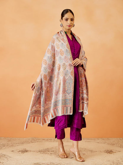 Pashmoda Women Gulnaz Kaani Wool Blend Kashmiri Shawl, Stole, Scarf, Luxury Pashmina Evening Wrap (Size: 101 X 203 CM)
