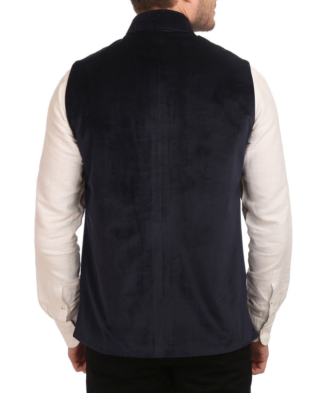 WINTAGE Mens Poly Cotton Festive and Casual Nehru Jacket Vest Waistcoat : Blue, X-Small