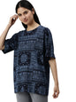 Veirdo Womens Oversized Cotton Crew Neck T-Shirt with Bandana Print