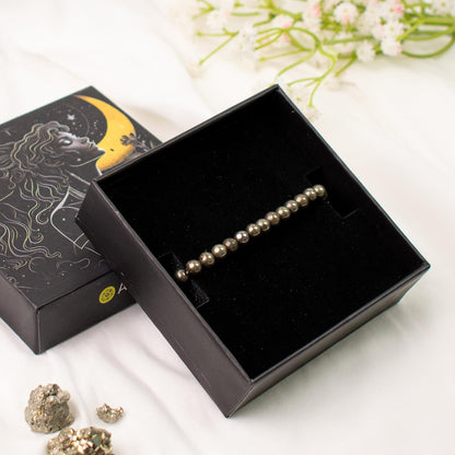 Astrotalk Raw Pyrite Bracelet for Women (6mm Beads) | Pyrite Stone for Wealth, Prosperity & Good Luck | Boosts Confidence, Focus & Motivation | Hand Bracelet for Women | Gift for Woman