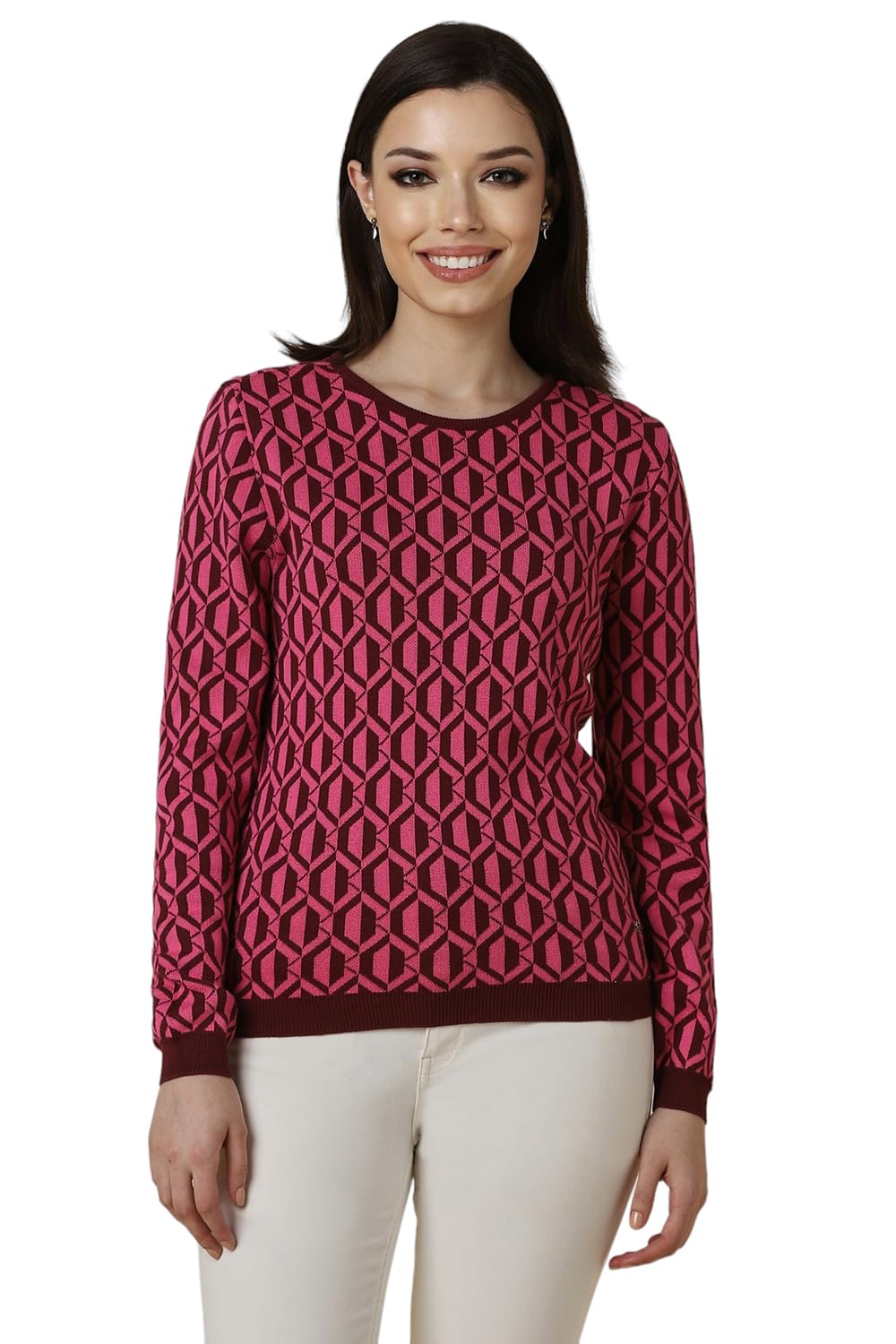 Allen Solly Women Regular Fit Printed Round Neck T-Shirt