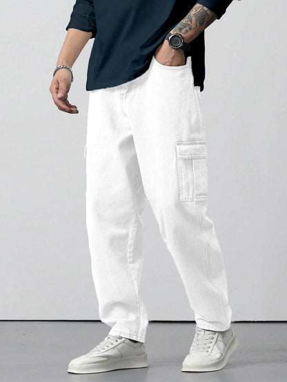 Men Loose Fit Mens Flip Pocket Cargo || Mens Stylish Cotton Loose Fit Denim Cargo Jeans || Multi-Pocket Styling || Perfect for
