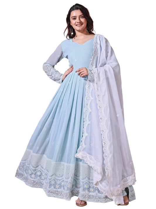 Fashion Basket Faux Georgette Sequins Long Dress for Women