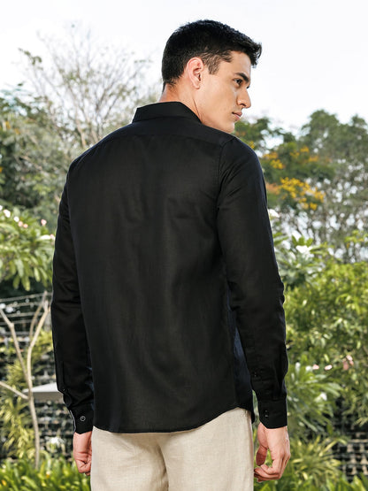 Thomas Scott Mens | Linen Blend | Solid | Button Down Collar | Premium Cotton Linen Blend | Full Sleeve | Casual Shirt for Men