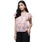 OOMPH! Womens Georgette Printed top with Keyhole Neck and Flutter Sleeve