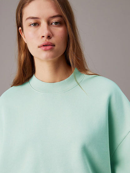 Kotty WomenS Fleece Sweatshirt Solid Pattern With Classic Round Neck(Green,S)