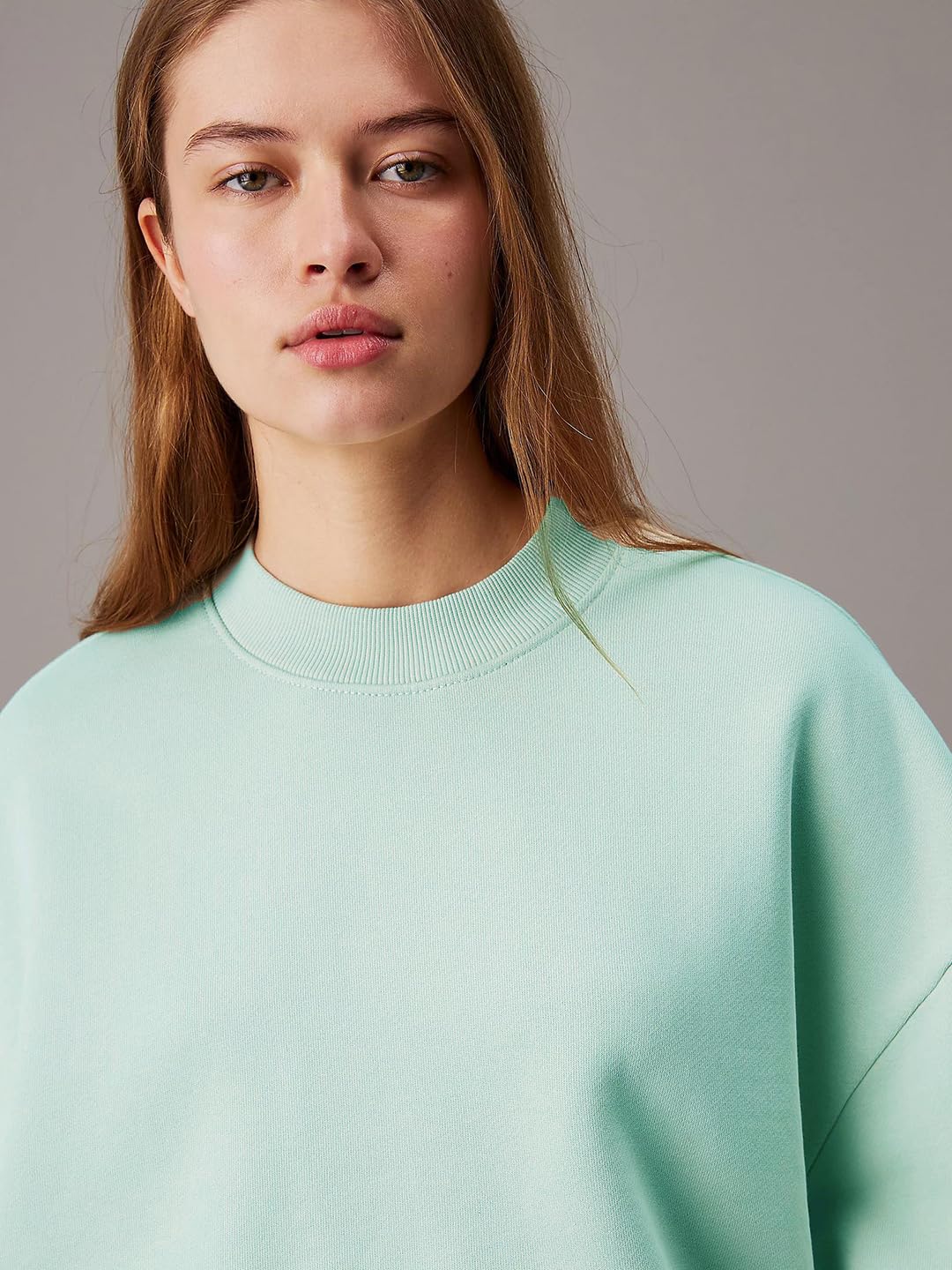 Kotty WomenS Fleece Sweatshirt Solid Pattern With Classic Round Neck(Green,M)
